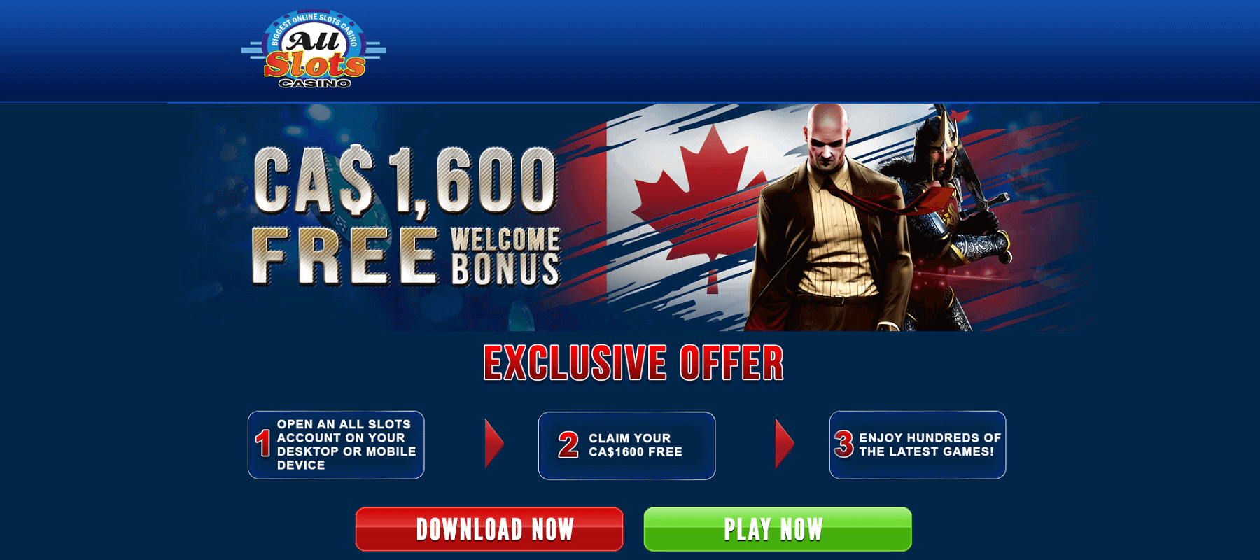 All Slots CA$1,600 Welcome Bonus Screenshot