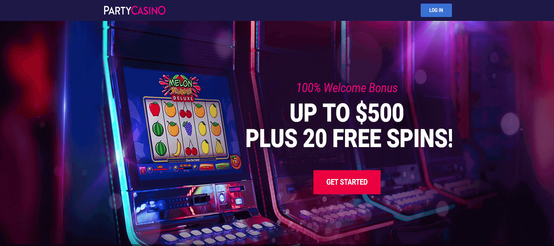 Party Casino 100% up to $500 + 20 Free Spins Welcome Bonus Screenshot